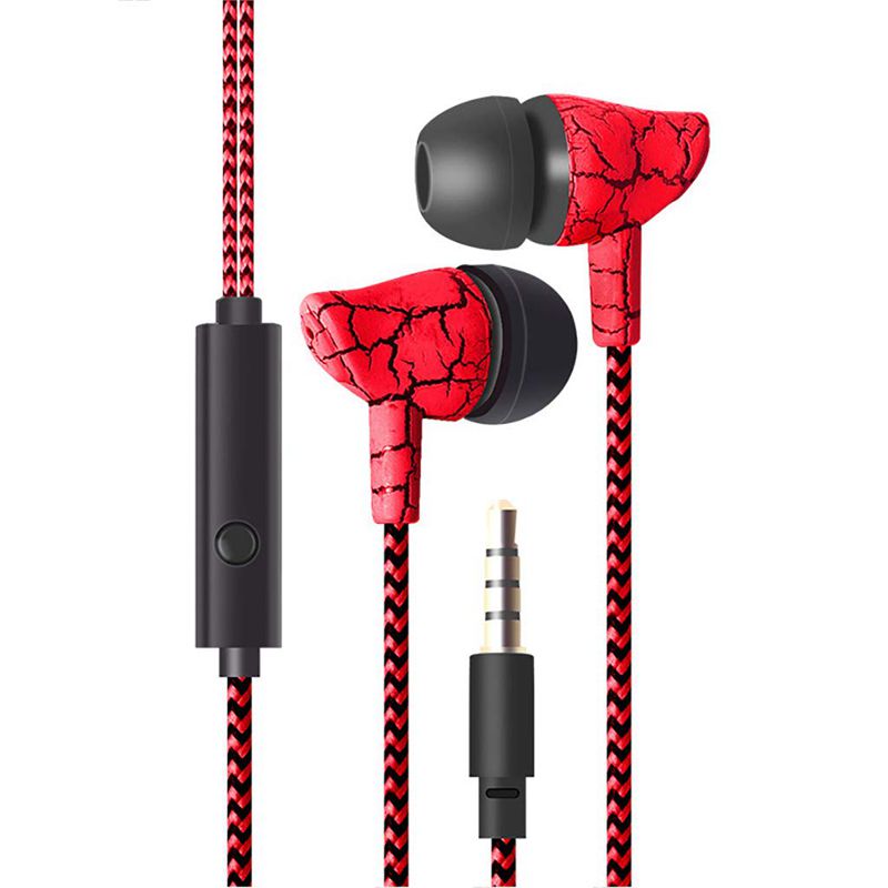 Nylon Braided Headphones 3.5mm Wired Super Bass Earphone with Mic Noise Isolating Control Universal for Android iPhone Headsets