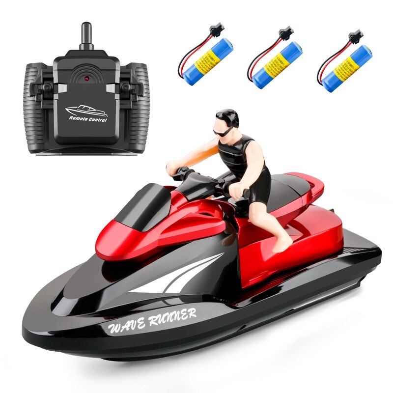 RC Speed Boat 2.4GHz Remote Control Motor Boat Speedboat Rivers And Lakes Water Toys For Pools Lakes Boys: red with 3BA