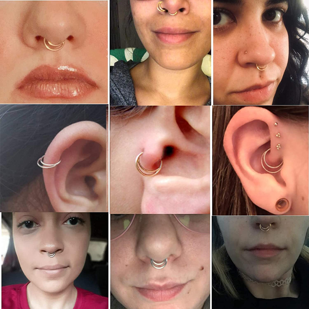 Pendientes de titanio G23, aro redondo para cartílago del trago, hélice Daith, labio con bisagras, segmento, oreja, nariz, anillo, joyería para Piercing corporal