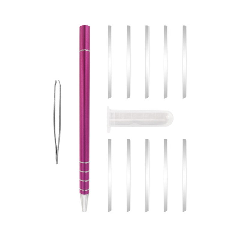 1Stck Frisur Gravierten Kugelschreiber + 10Stck Klingen Haar Trimmer Haar Styling Augenbrauen Rasieren Salon Diy Frisur: Rose rot