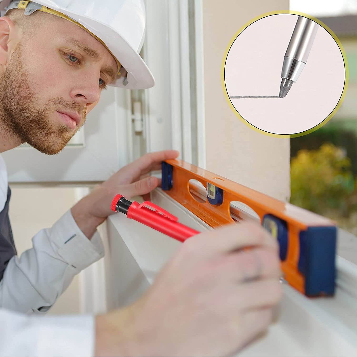 Solid Carpenter Pencils Woodworking Mechanical Tools With Built-in Sharpener For Scriber Wood Floor Metal Marking Drawing