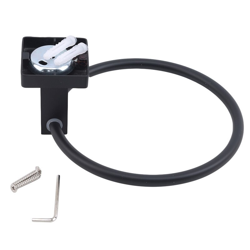 Toallero redondo de acero inoxidable mate negro a prueba de herrumbre para baño colgador de toallas montado en la pared
