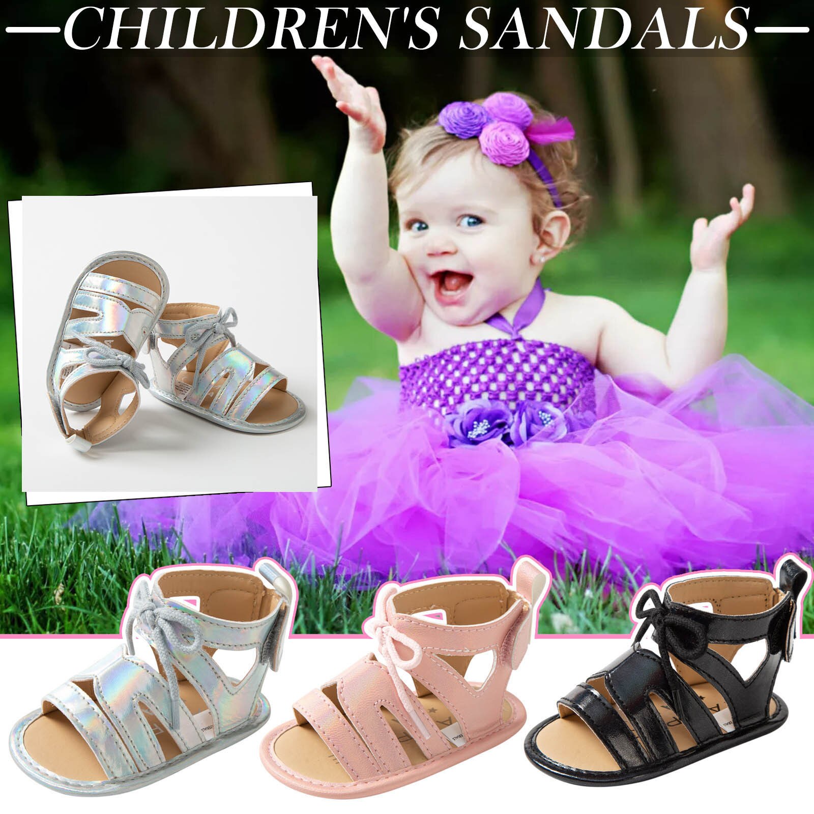 6-18M Baby Meisjes Veter Sandalen Zachte Non-Slip Rubberen Zool Platte Wandelschoenen Baby Sandalen Schoenen peuters Kids Schoenen Sandaal