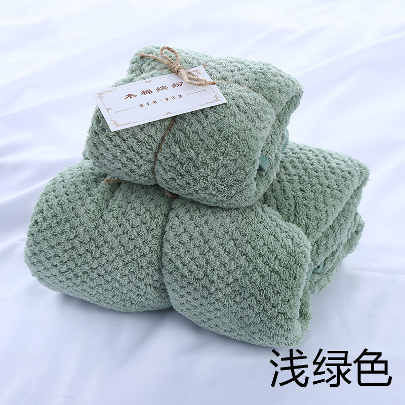 Effen Kleur Handdoek Set Badhanddoek + Gezicht handdoek Super Wateropname Coral fleece Bad Gezicht Handdoek Badkamer Handdoek Sets: Light Green