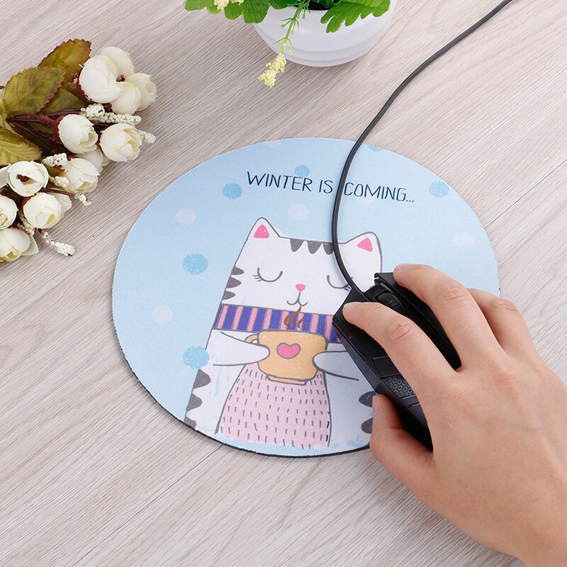 1pcs cartoon dier patroon muismat 20*3 cm ronde rubber muismat kantoor computer thuis non- slip desk pad