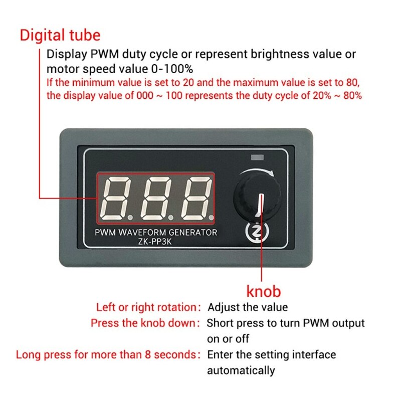 PP3K Digital Display RPM Adjustable PWM Pulse Generator Lighting LED Motor Speed Controller Slow Start &amp; Slow Stop M4YD