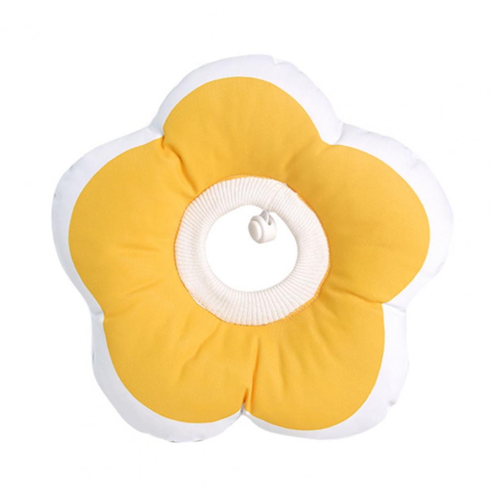 Bloem Vorm Anti-Bite Anti-Likken Hals Kat Hond Beschermende Cirkel Kraag: YELLOW / L