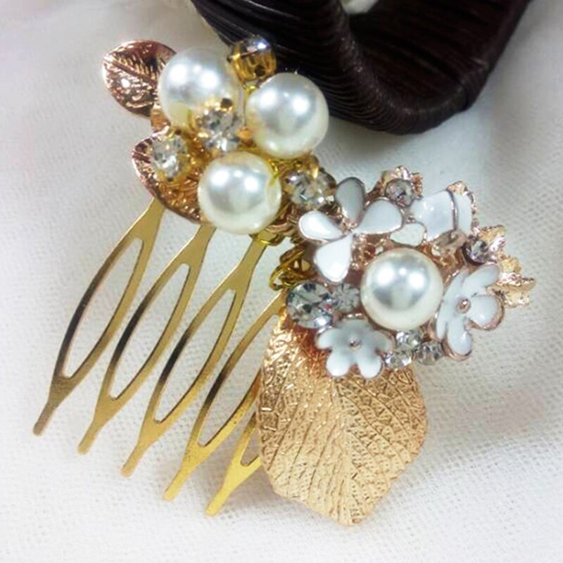 Braut Haar Zubehör Simulierte Schallendes Haar Kämme Hochzeit Haar Zubehör Schmuck Handgemachte Webart Haar Ornamente Kopfschmuck: 502GKY