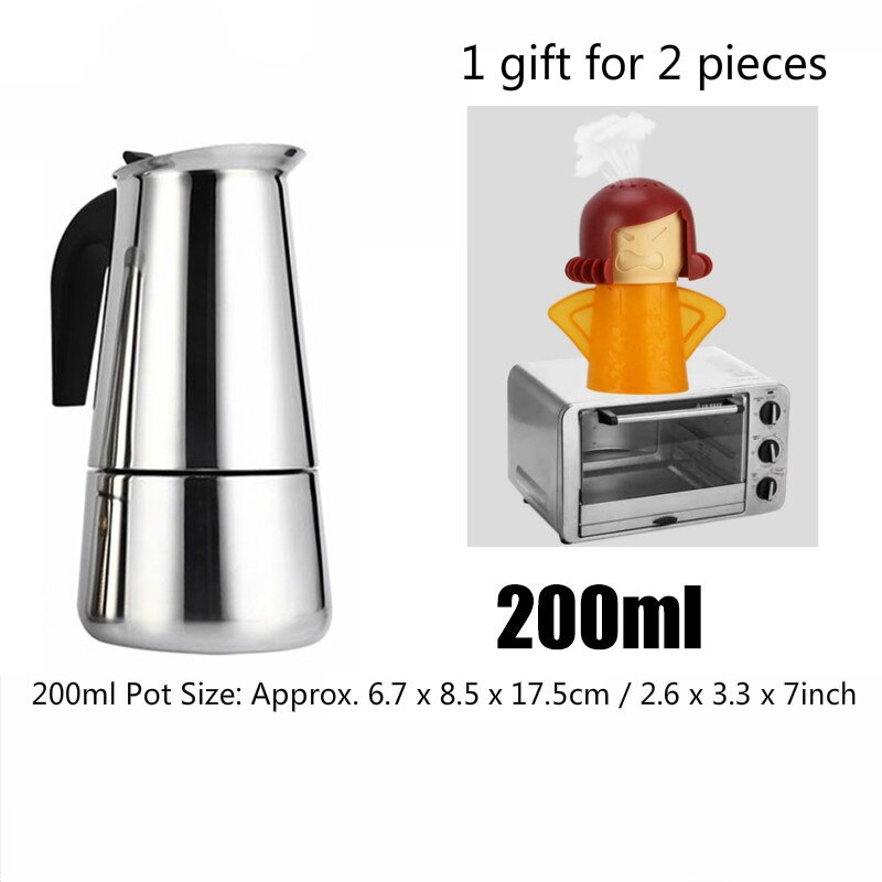 Bærbar espressomaskine i rustfrit stål moka-kande kaffebrygger-kedelkande til pro barista 100ml/200ml/300ml/450ml: 200ml