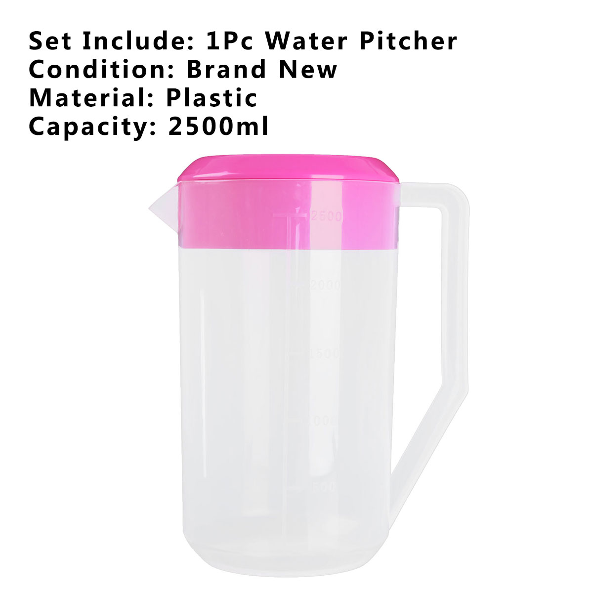 Jarra para agua fría de plástico de grado alimenticio, jarra transparente con tapa, a prueba de fugas, para agua, hielo, té y zumo
