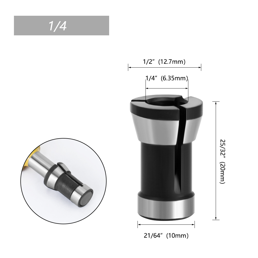 Lavie 1pc 3 stk sæt spændetang 6.35mm 8mm 6mm spændepatron gravering maskine elektrisk router fræsning tilbehør: 6.35mm