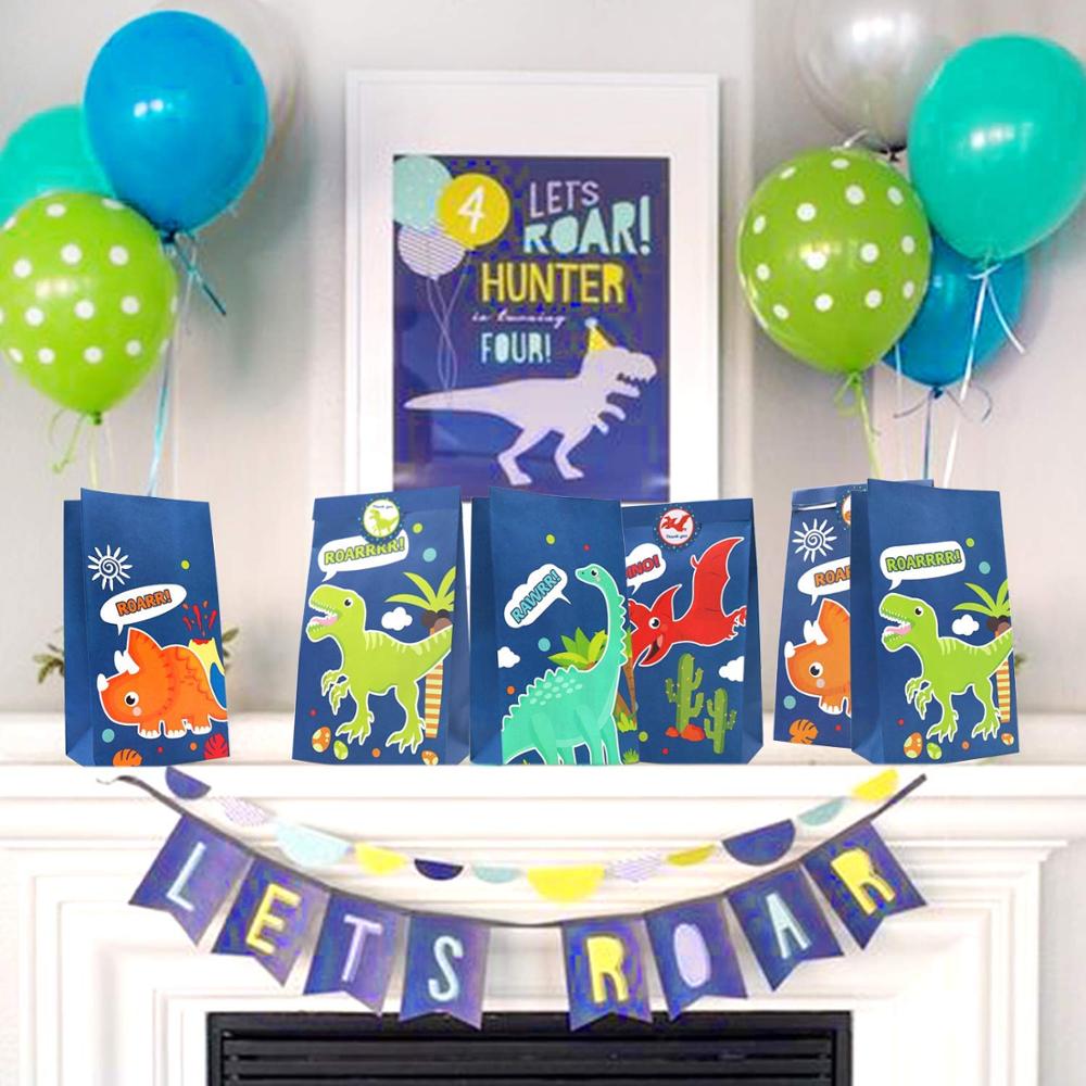 Dinosaurus feest bedankjes zakjes papier dino patroon snoepzak kinder verjaardag goody bag babyshower feestbenodigdheden