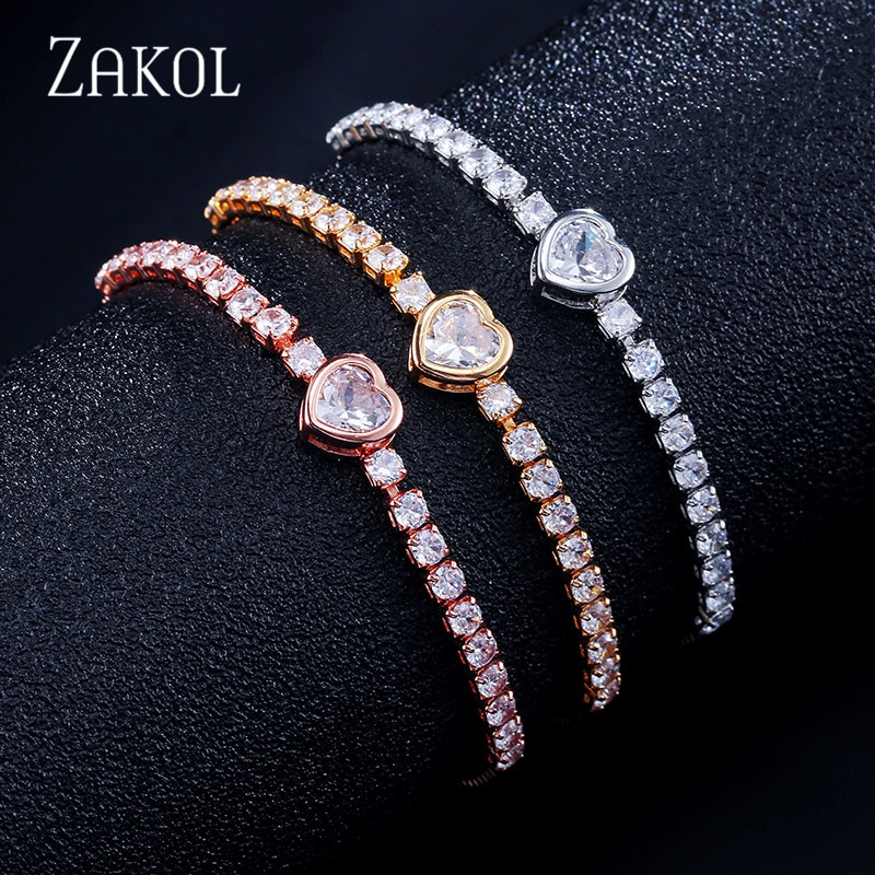 ZAKOL Round Tennis Bracelet For Women Shinny Cubic Zirconia Charm Bracelets & Bangles Femme Wedding Jewelry FSBP2140