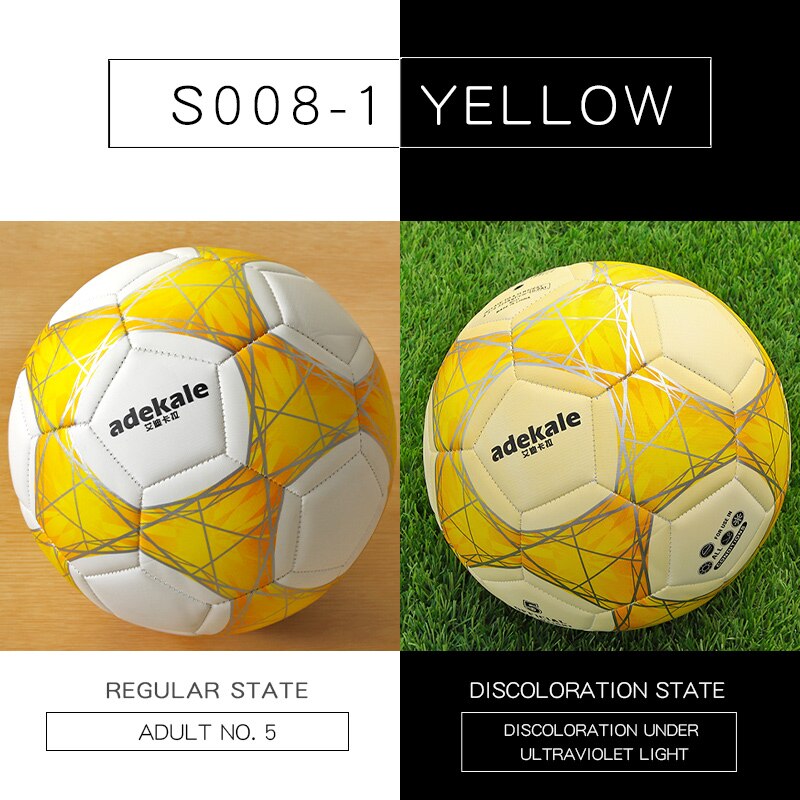 Ultraviolet Light Discoloration Football Standard Game Training Light Change Soccer Adult No. 5 Child kids No. 4: S008 Yellow (size 5)