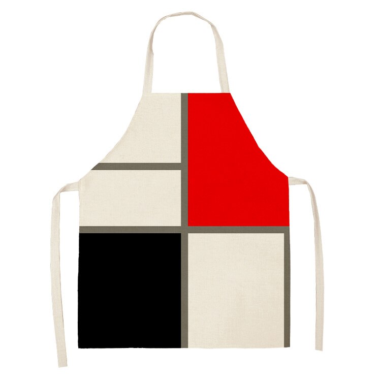 Creatieve Geometrische Patroon Schort Keuken Linnen Schort Vlekbestendig Mouwloze Halter Bib Chef Kok Dragen Kapper Bib: 3 / 47x38cm Kids size