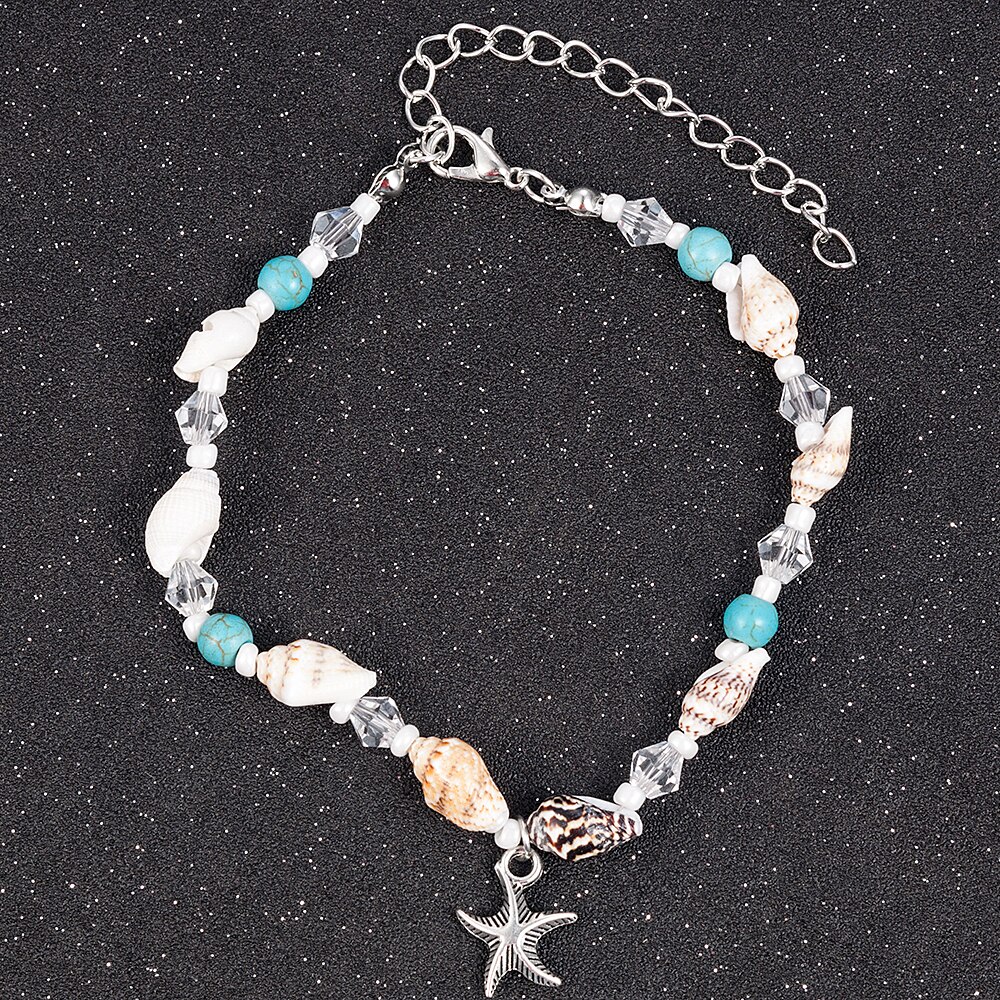 Simple Boho femmes perle coquille cheville Bracelet pieds nus sandale plage pied bijoux tobilleras pulsera para tobillo: Default Title