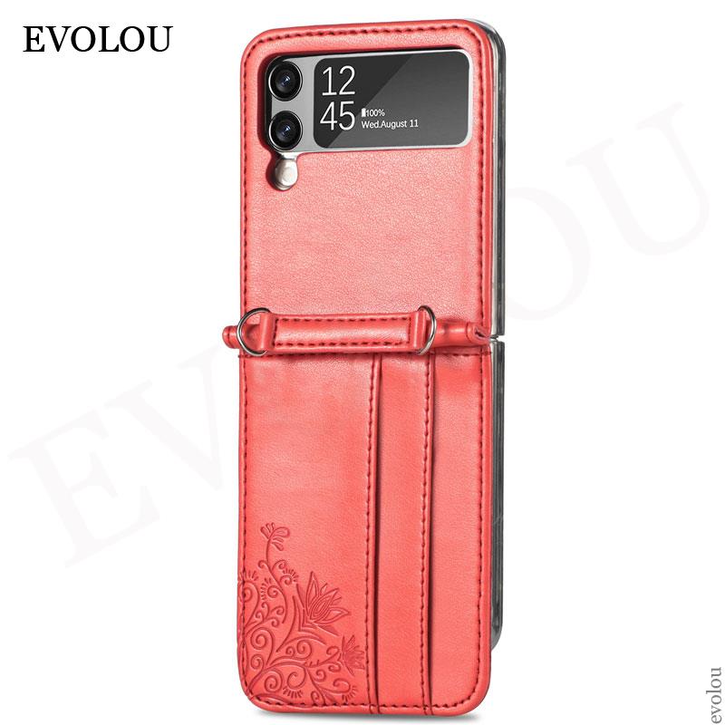 Crossbody Leder Halsband Tas für Samsung Galaxis Z kippen 3 5G - Brieftasche Kartenhalter Hülle: Für z filp 3 / verrotten