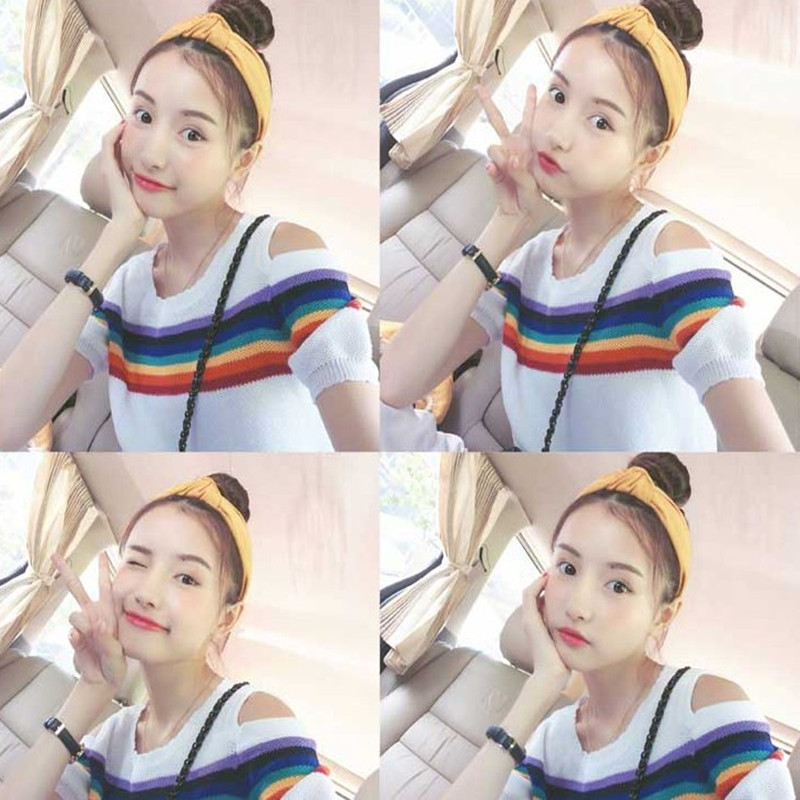 Einfarbig Haarbänder Turban Haar Lünette Nicht-Unterhose Zahn Frauen Elastische Stirnband Zwischen Knoten Haar Zubehör