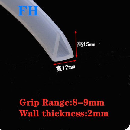 2 meters U-channel Silicone rubber shower door glass sealing tape Edge trim weathering edge guard: 12X15