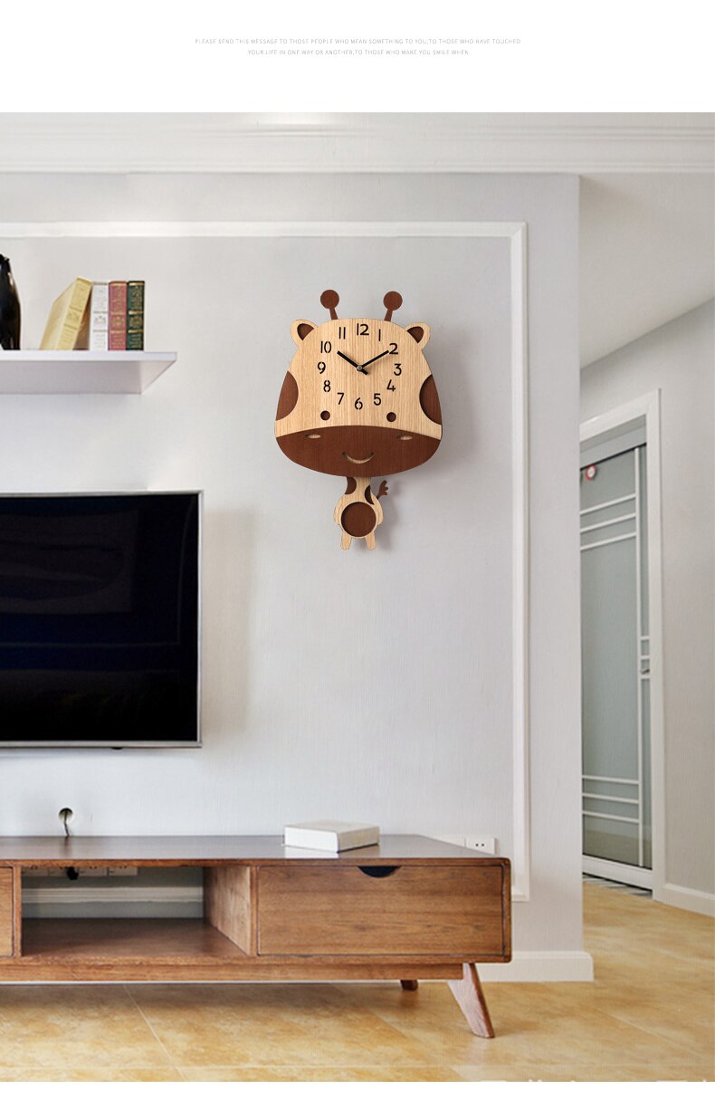 Crianças relógio de parede sala estar moda girafa digital relógio de parede criativo quarto reloj pared decoração chambre enfant bh50hh