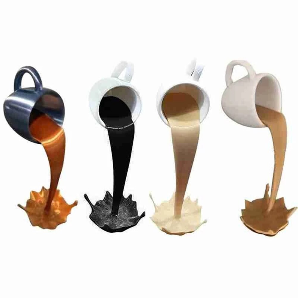 Floating Spilling Coffee Cup Sculpture Kitchen Decoration Spilling Magic Pouring Splash Coffee Mug Home Decoration