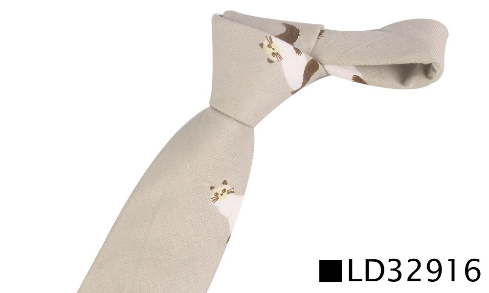 Slips med dyreprint til mænd kvinder tyndt slips til bryllup forretning afslappet tegneserieslips klassiske jakkesæt slanke bomuldshalsslips: Ld32916