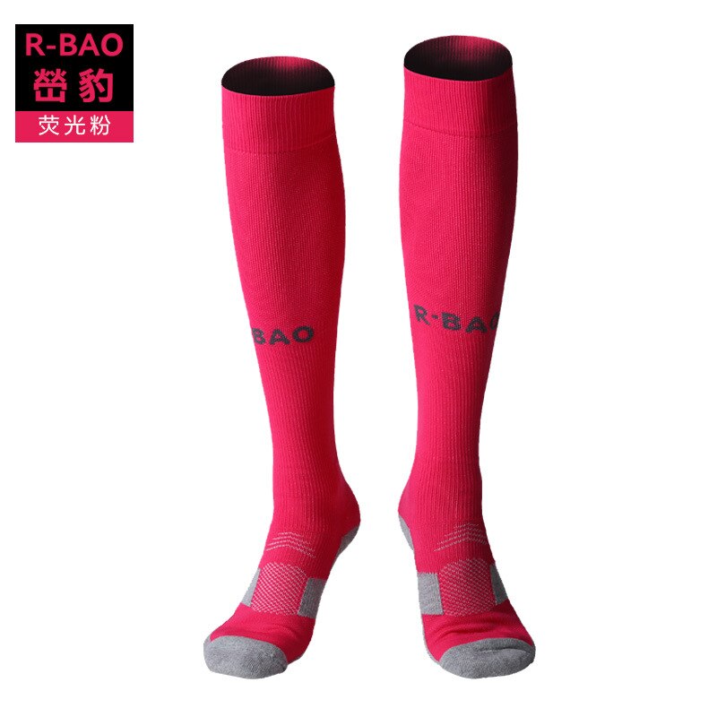 1 par 100%  mærke neon atletiske high tube sokker fodbold fodbold crus ben beskytter lange sokker 8 farver: Neonrosa