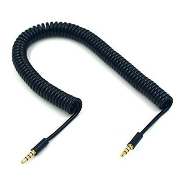 3.5mm Male to Male Jack 4 Pole Extension Aux Audio Coiled Spiral Cable 1.5M