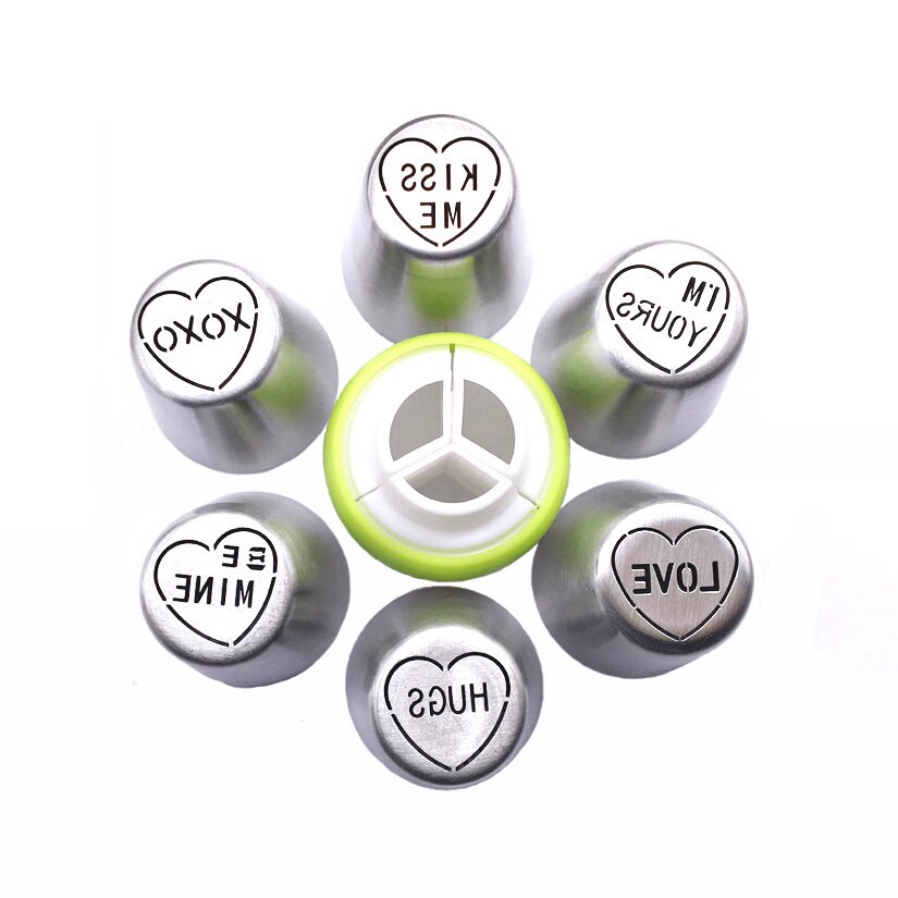 7 Stks/set Russische Icing Piping Nozzles Drie-Kleur Koppeling Tip Sets Cupcake Fondant Cake Decorating Gereedschap