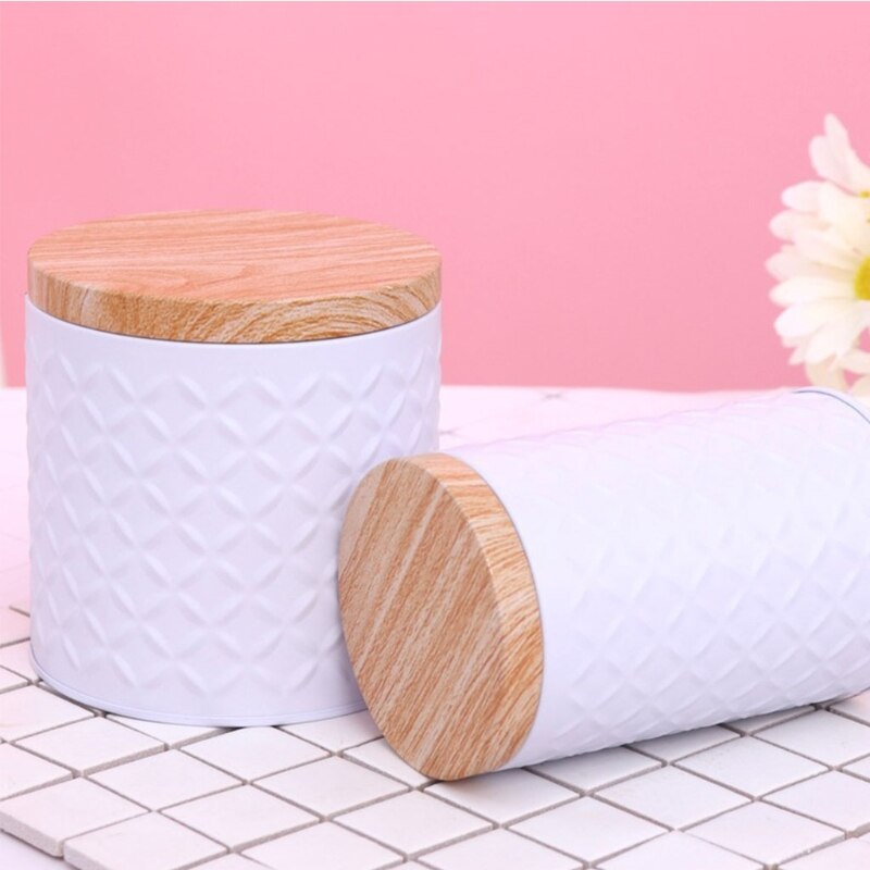 Wood Grain Tin Box Metal Storage Box Coffee Tea Cans Home Organizer Kitchen Case Tea Caddies Canister O06 21