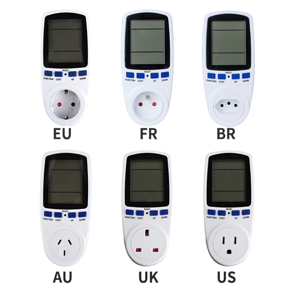 Digitale Lcd Power Meter Wattmeter Socket Wattage Kwh Energie Meter Fr Us Uk Au Br Meten Outlet Power Analyzer