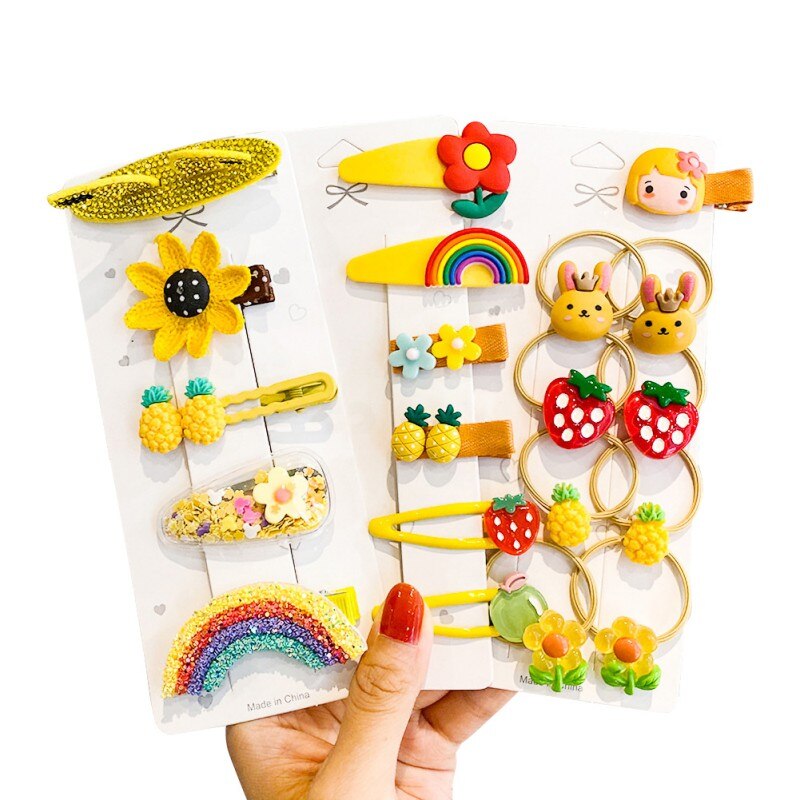 10 pçs/set crianças girassol grampos de cabelo conjunto hairpin para meninas adorável dos desenhos animados frutas flores bandana do bebê bb clipe barrettes: 05