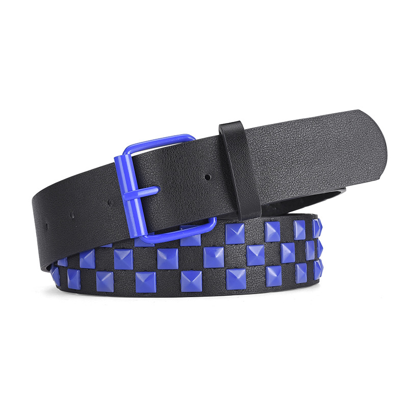 Vitt bälte med spänne, hiphop-punk, trendigt all-match-bälte för kvinnor, accessoarer för  y2k flickor, rosa pu-midjeband: Blå