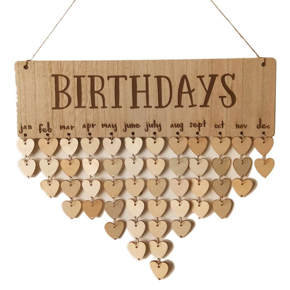 Chritsmas Birthday Special Days Reminder Board Home Hanging Decor Wooden Calendar Board Hanging Ornament Year Decoration: Mint Green