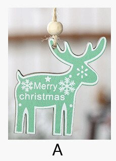 Kerst Houten Geschilderde Elanden Kleine Boom Hanger Dress Up Opknoping Print Houten Boom Ornamenten: A