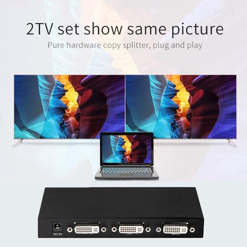 DVI Splitter 1X2 DVI-D Distributor 1 In 2 Out 1920*1440 für projektor monitor computer grafikkarte