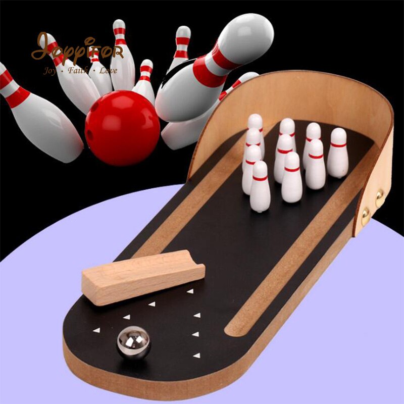 Fghgh spil mini træ bowlingkuglesæt til børn voksne fest sjov dekompression spil til venner bedst