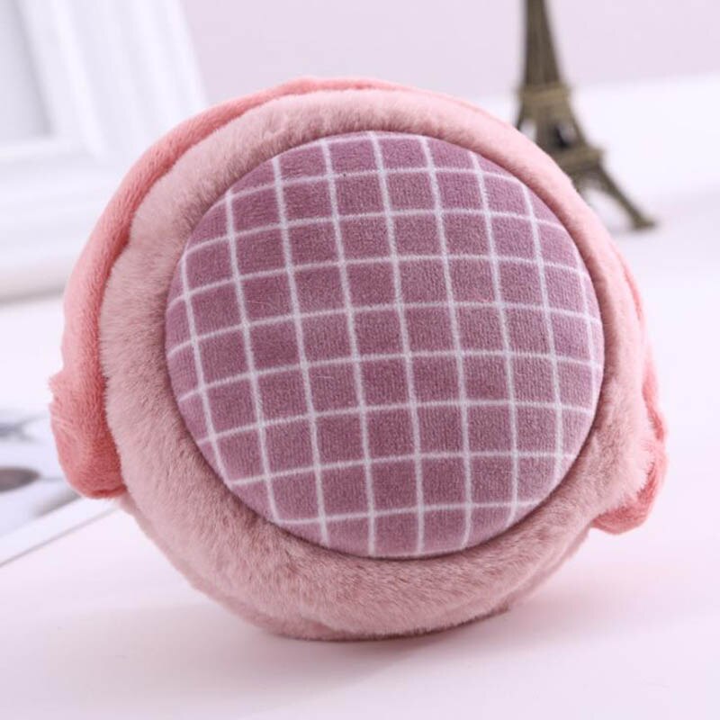 Calymel Folding Hamburger Earmuffs Lady's Ear Warmer Winter Anti Freezing Plush Ear Protectors Earlap: M15 Leather Pink