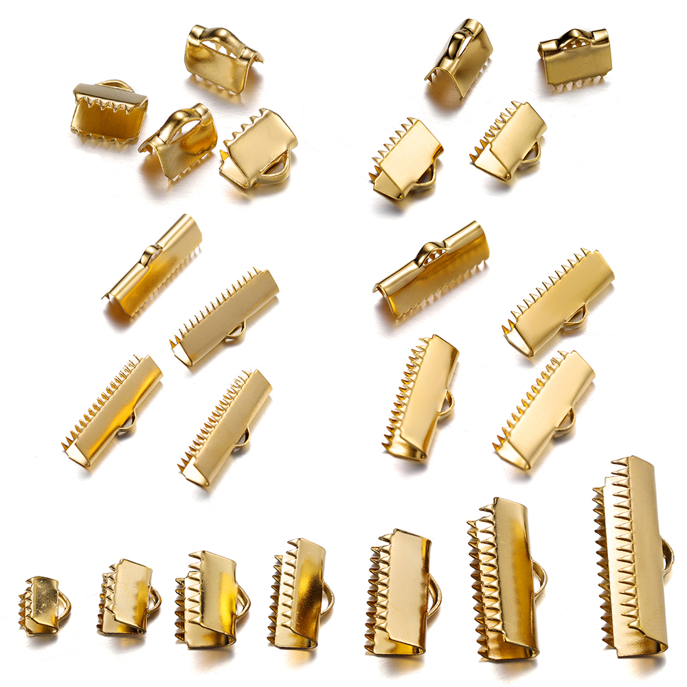 20-30Pcs/lot Stainless Steel Crimp End Bead Buckle Tip Clasp DIY Necklace Bracelet Connectors For Jewelry Making Accessorie
