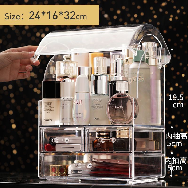 Drawers Makeup Organizer With Lid Clear Jewelry Storage Box Large Storage Case Clear/Transparent Desk Organizer: 4