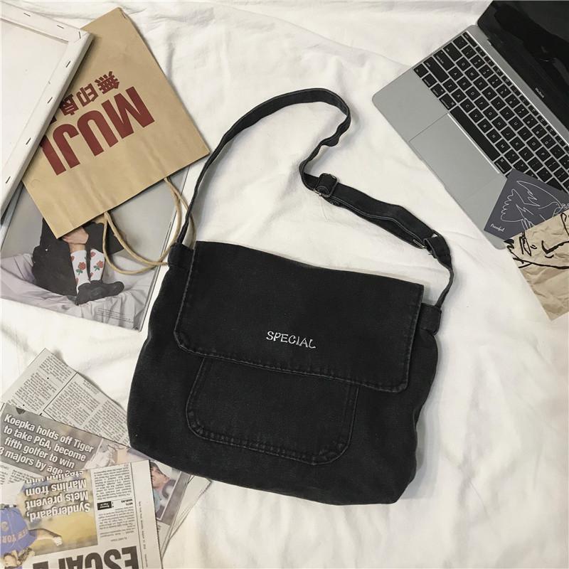 Mochilas escolares de para mujer , Bandolera vaquera para mujer, bolsa cruzada de gran capacidad para mujer, Bandolera: Black