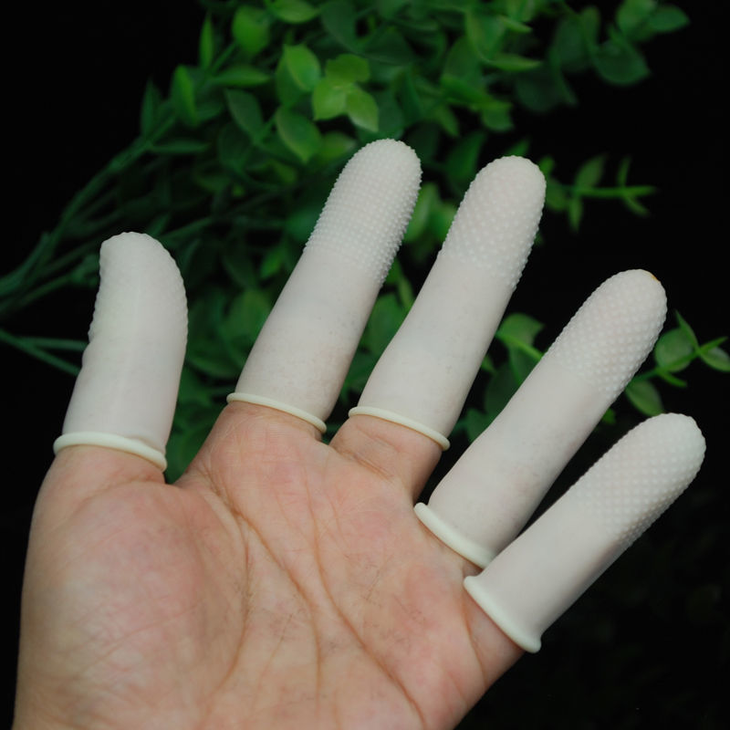 Guantes de protección para dedos de goma, antideslizantes, de látex, reusables para reparación electrónica, limpieza de joyas, 100 Uds.: White / L 45mm W 24mm