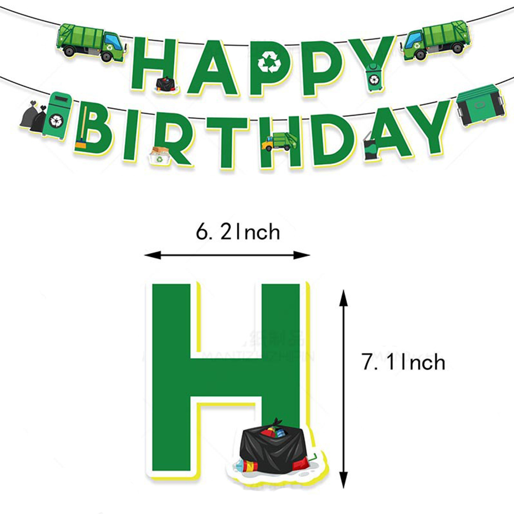 Garbage Truck Birthday Banner Trash Truck Party Supplies Waste Management Recycling Decorations Engineering Car Party Supplies: Deep Sapphire