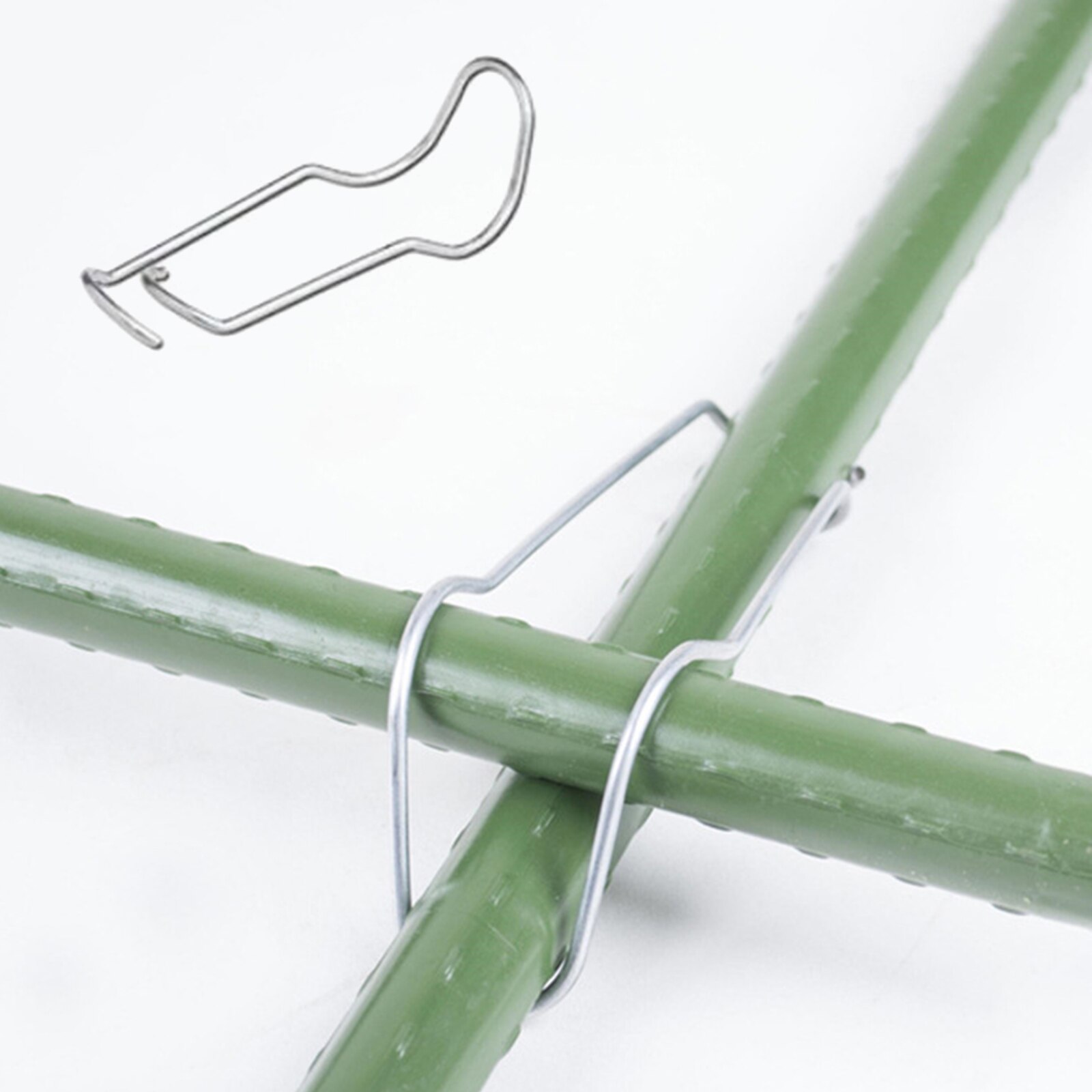 Clip Fixing Clamp Connector Buckle Kits Steel Wire Silver 24pcs For Flower Bracket Easy To Use And Install Garden Pipe Support