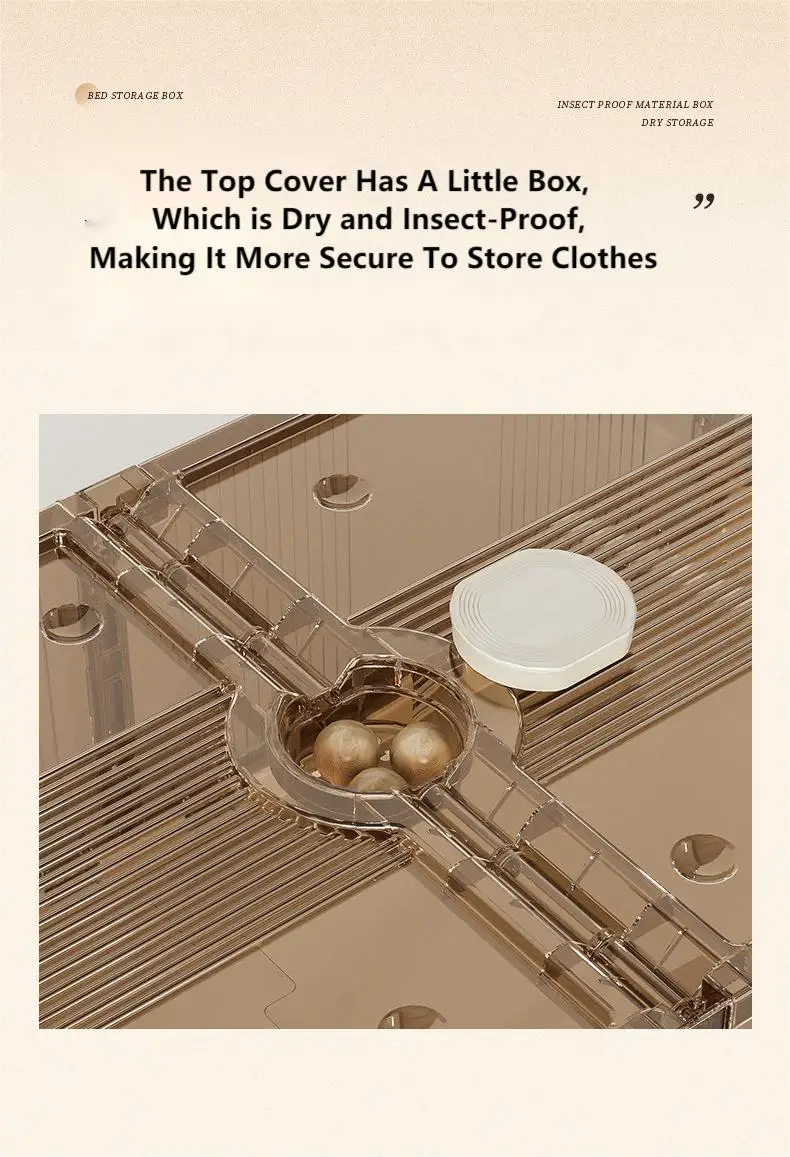 Opvouwbare Plastic Opbergdoos Met Wielen Onder Bed-Grote Capaciteit Slaapkamerkleding En Speelgoed Organizer