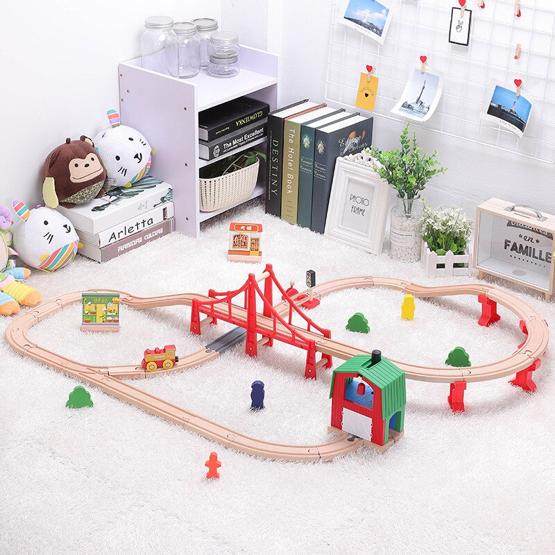 DIY Wooden Track Train with Scene Vocal Track Building Blocks Car Train Railway Track Set Educational Toys Children&#39;s: 4