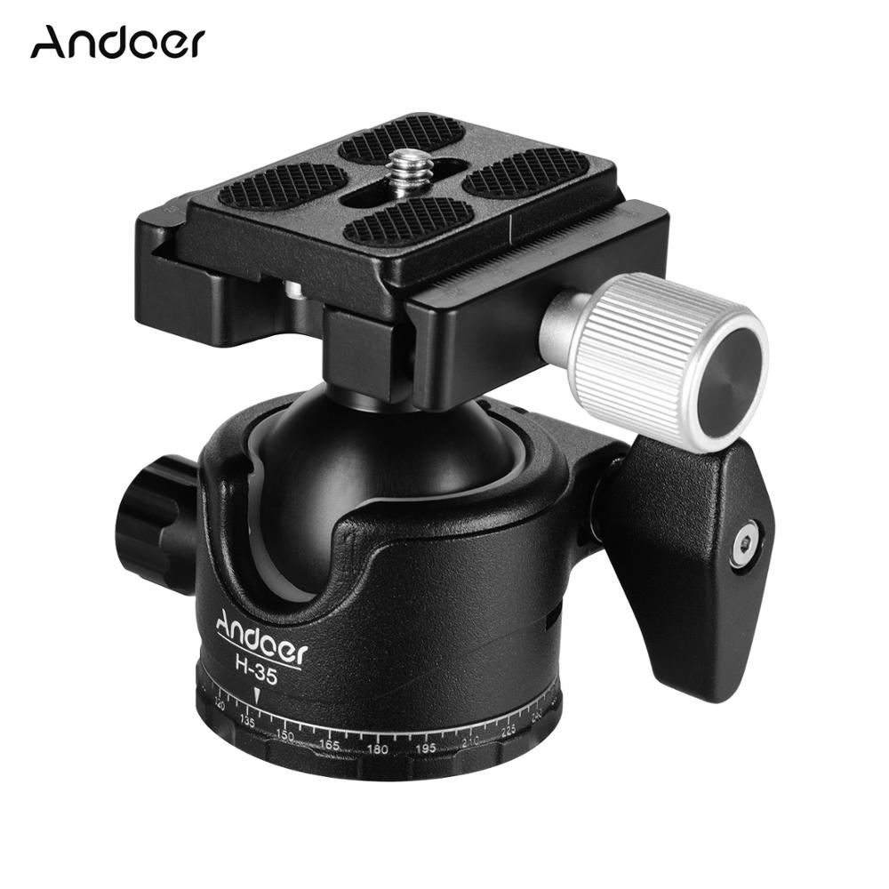 Andoer mini kuglehoved bordplade stativ stativ panorama fotograferingshoved til canon nikon sony dslr spejlløst kamera videokamera: Andoer h -35