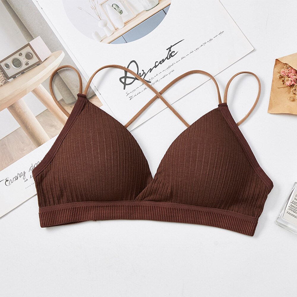 Vrouwen Sexy Draadloze Beha Diepe V Backless Naadloze Zachte Bras Ondergoed Onzichtbare Dunne Riem Bralette Sexy Lingerie: coffee