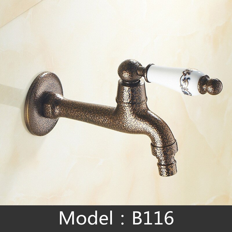 Variety Brass Lengthen Wall Mounted washing machine Bibcock Decorative Outdoor Garden Faucet one-in and two-out single cold Taps: B116