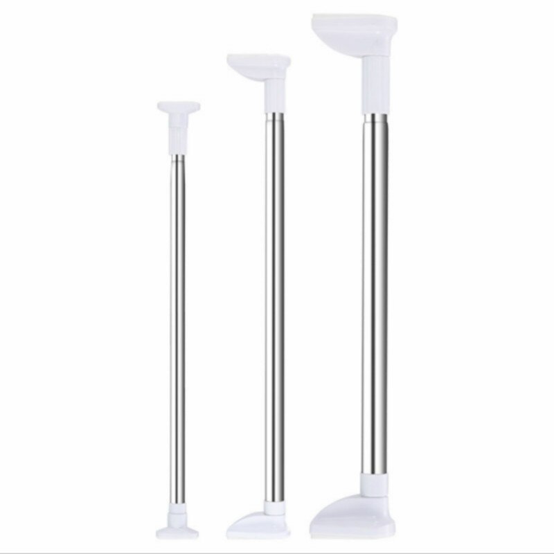 Telescopic Clothing Rod 150-270CM Adjustable Bathroom Shower Curtain Rod Free Punching Telescopic Rod Simple Curtain Support Rod: Default Title